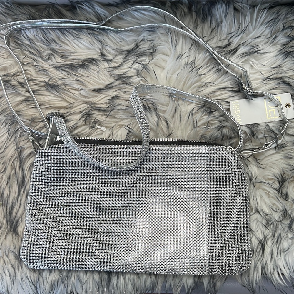 NWT Urban Expressions Rhinestone All Over 2 Strap All Evening Bag.